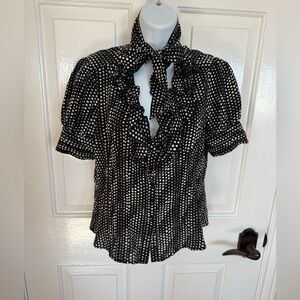 Women’s blouse Bebe brand polka dots L black and white